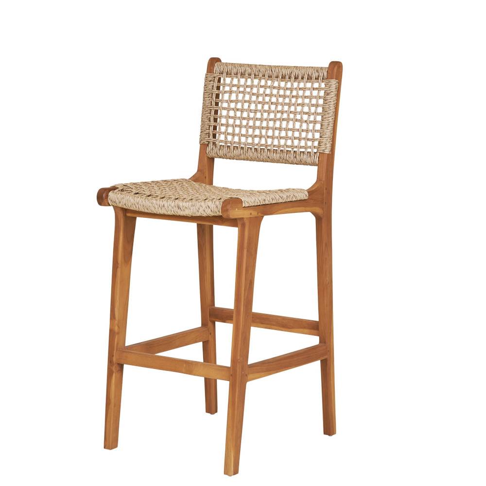 Teak Barstühle mit Kordelgeflecht - Merlan