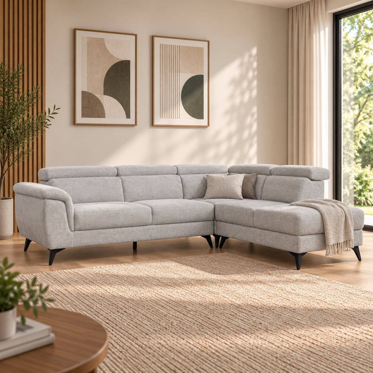 Skandi Ecksofa mit fünf Sitzplätzen - Luneana