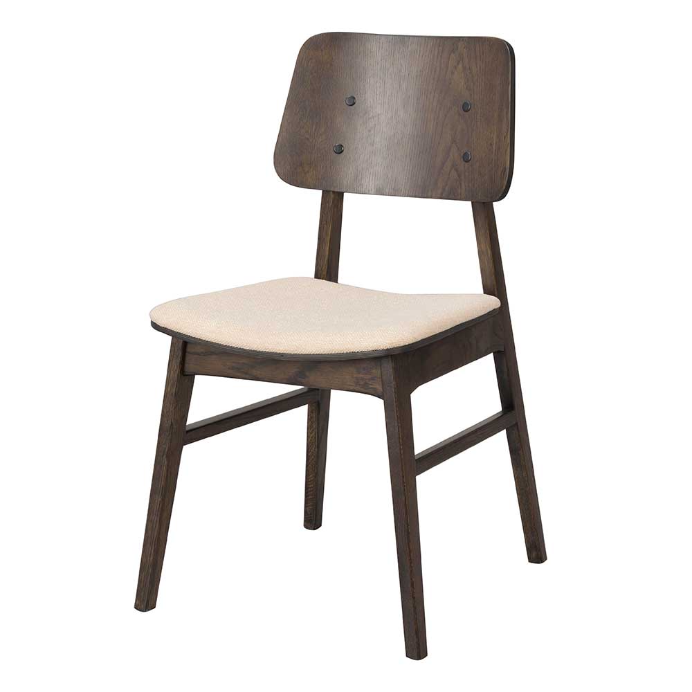 Holzstühle in Dunkelbraun & Beige - Viladeo (2er Set)
