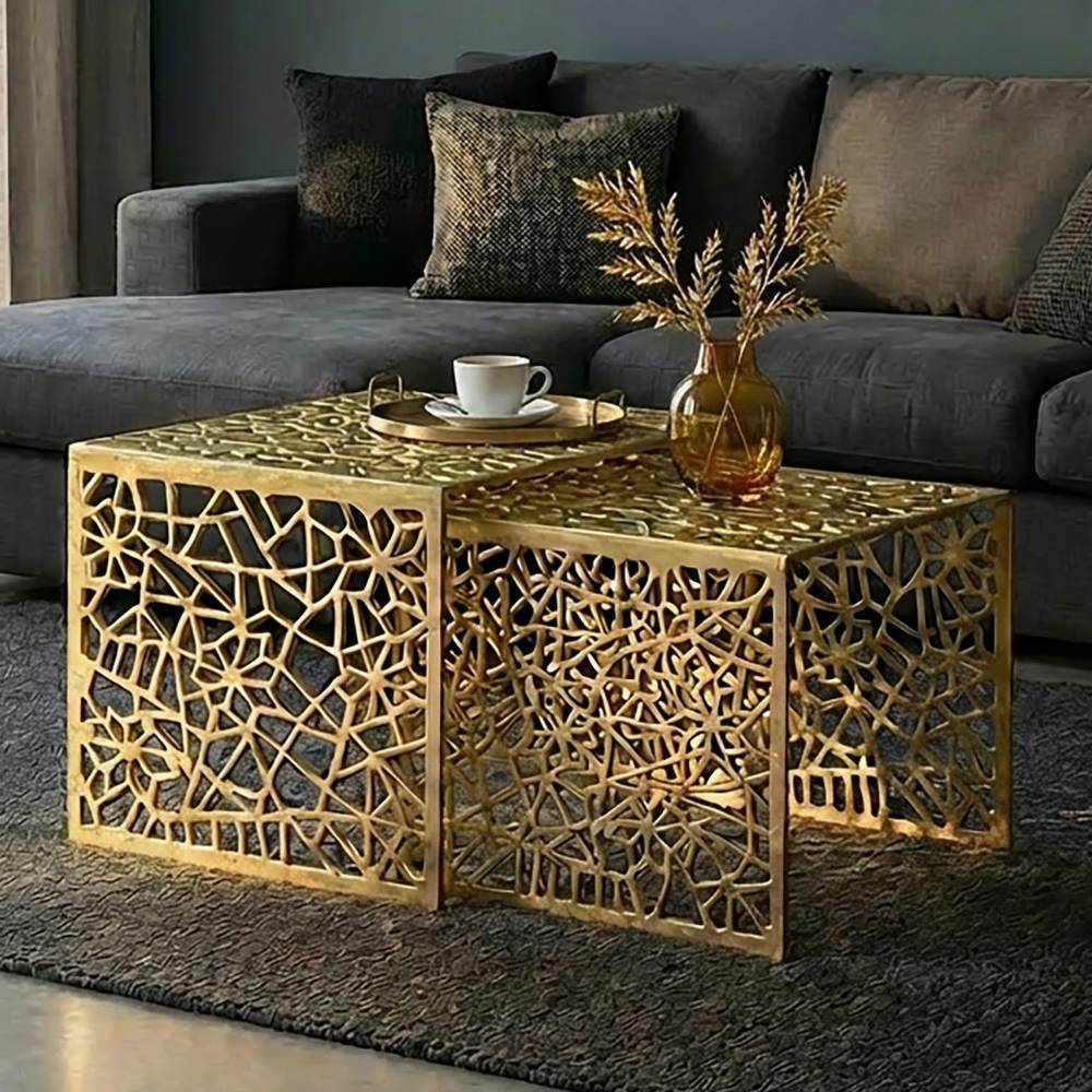 Design Couchtisch Duo aus Aluminium - Zentalim (zweiteilig)