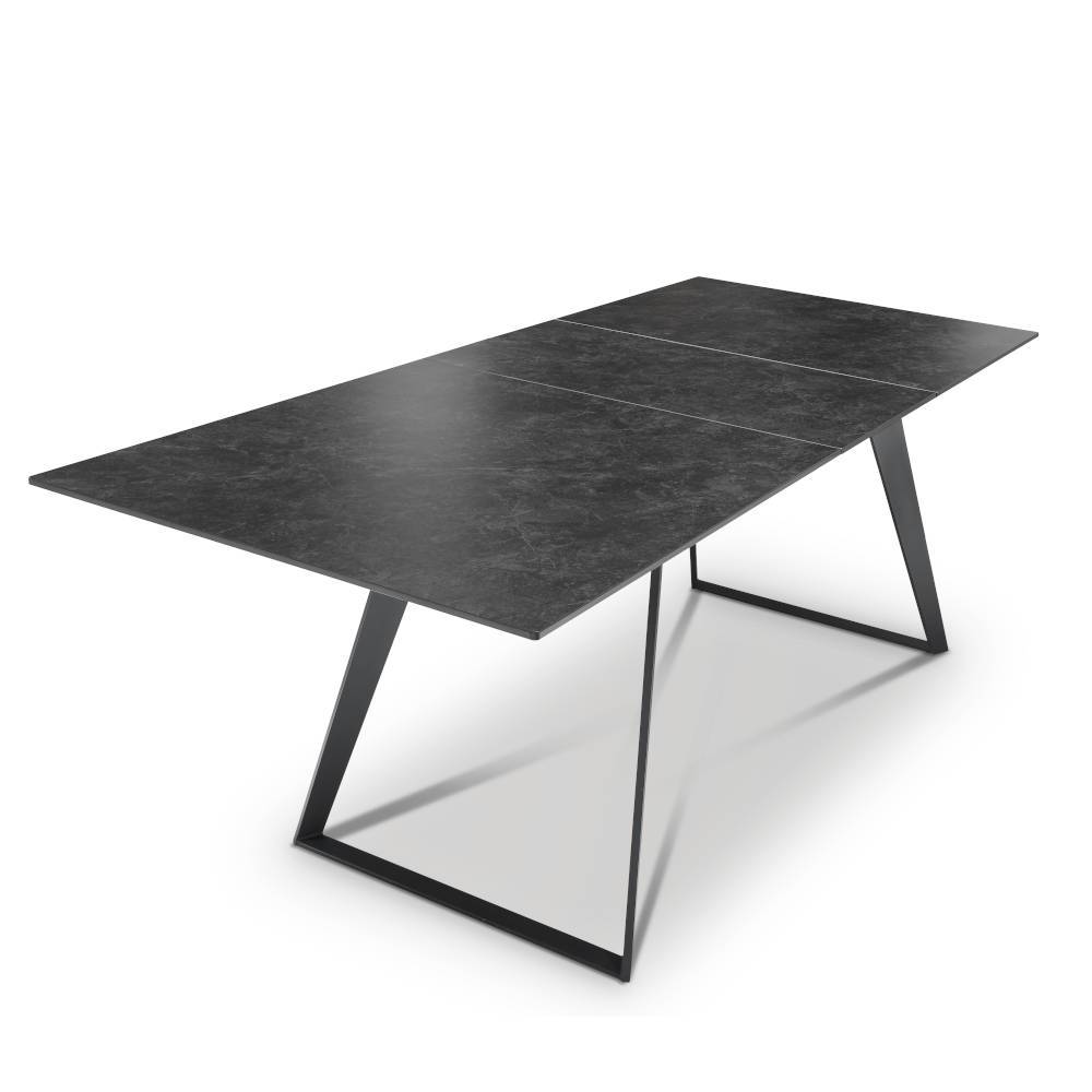 Keramik-Ausziehtisch in schwarzer Steinoptik - Montone
