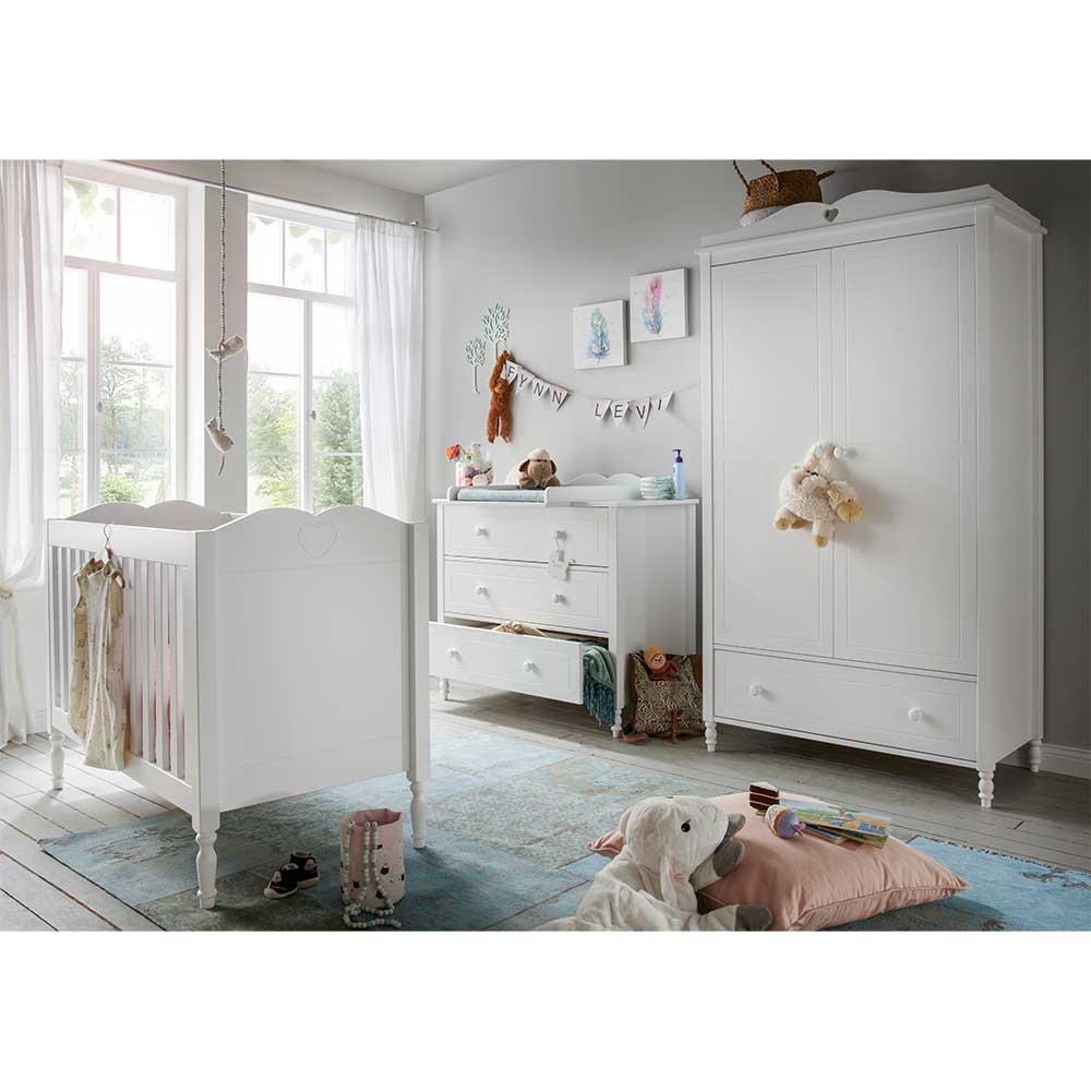 Weißes Babyzimmer Möbel Set - Hovellas (dreiteilig)