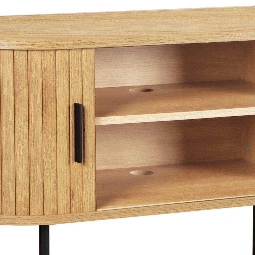Ovales TV-Board mit Schiebetüren - Barnetta