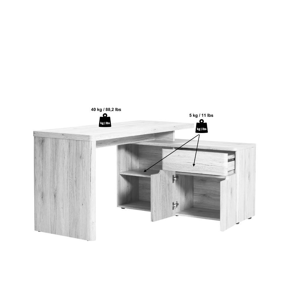 Schreibtisch mit Seitenregal in Walnuss Optik - Wake
