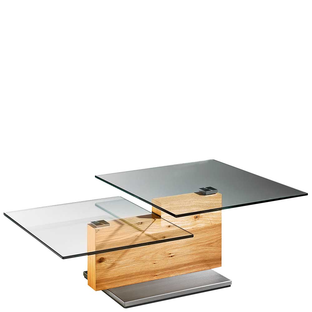Design Wohnzimmertisch mit zwei Glasplatten - Padrig