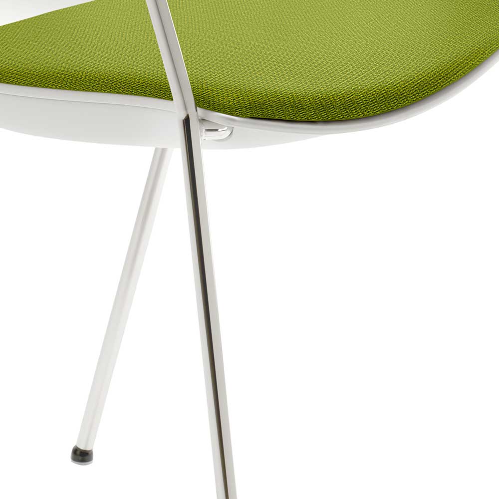 Weißer Kunststoffstuhl mit Stoffsitz Grün - Garella
