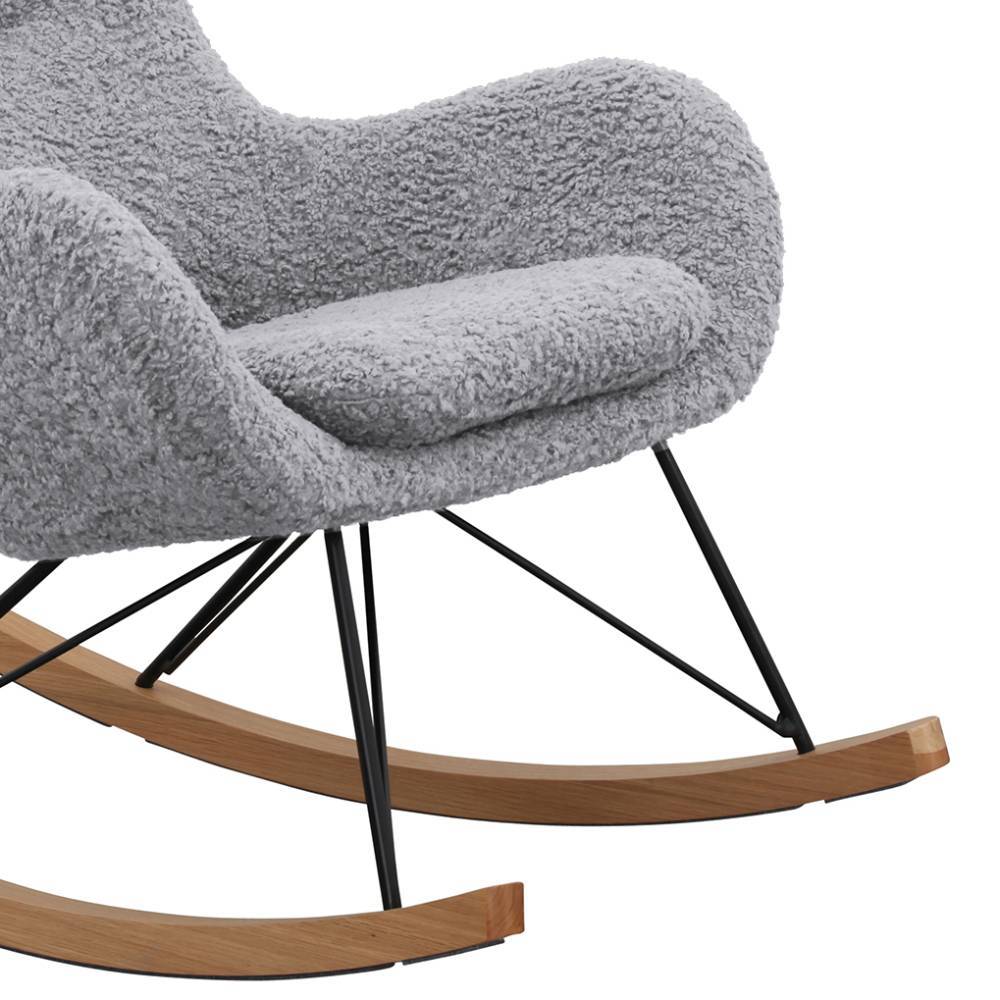 Scandi Chic Schaukelsessel in Hellgrau Webplüsch - Vynna