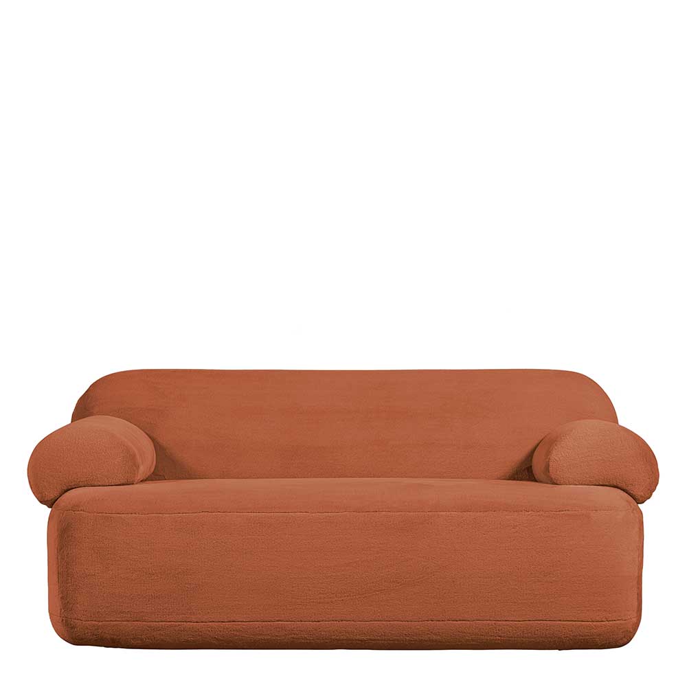 Design Sofa aus Webplüsch in Rost Braun - Berto