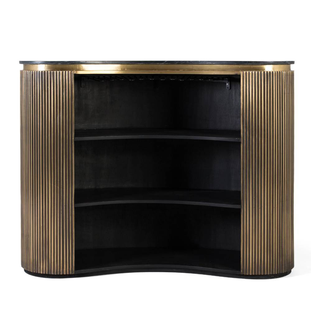 Hausbar Theke in Schwarz und Gold - Vitus