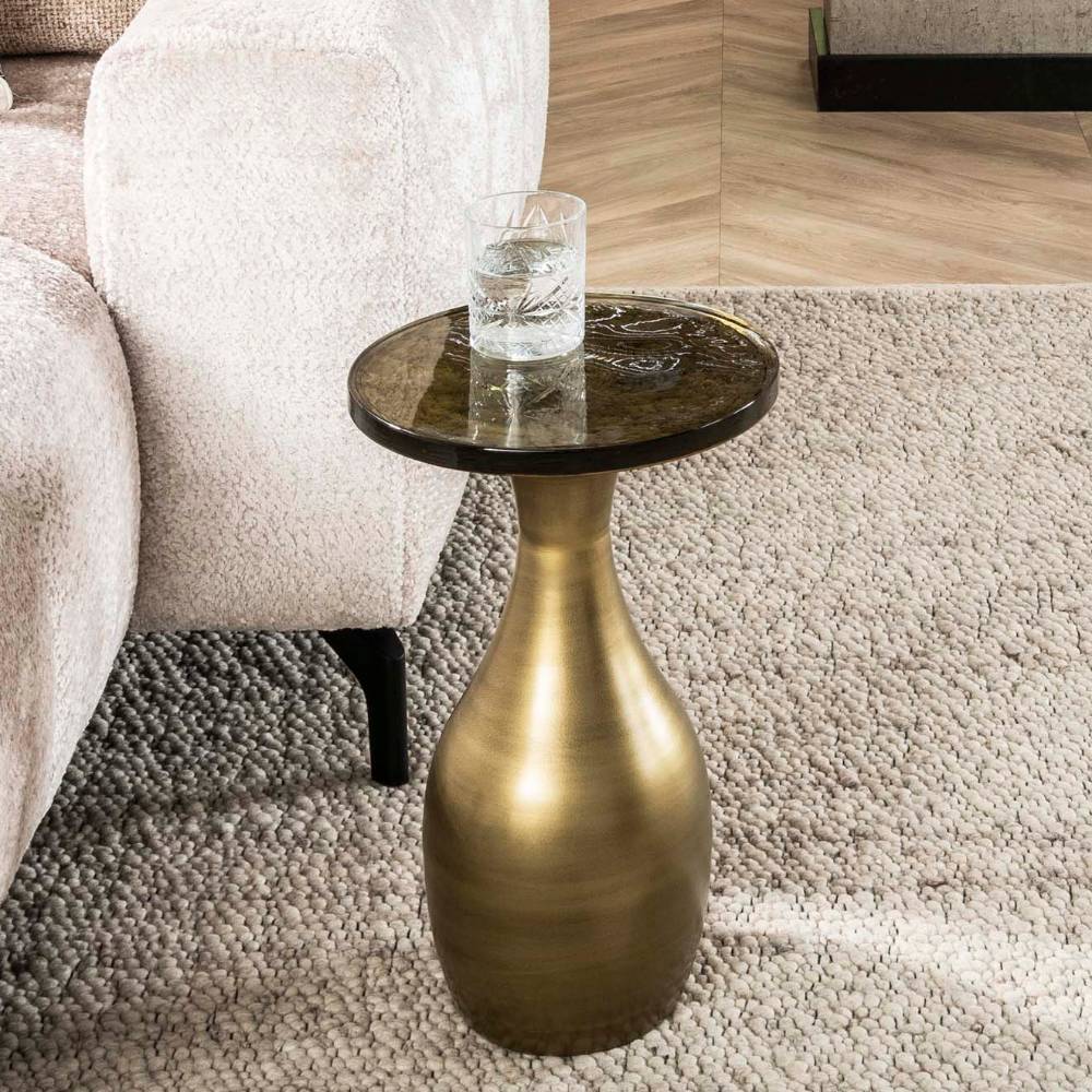 Gussglas-Beistelltisch in Altgoldfarben - Abrolhos