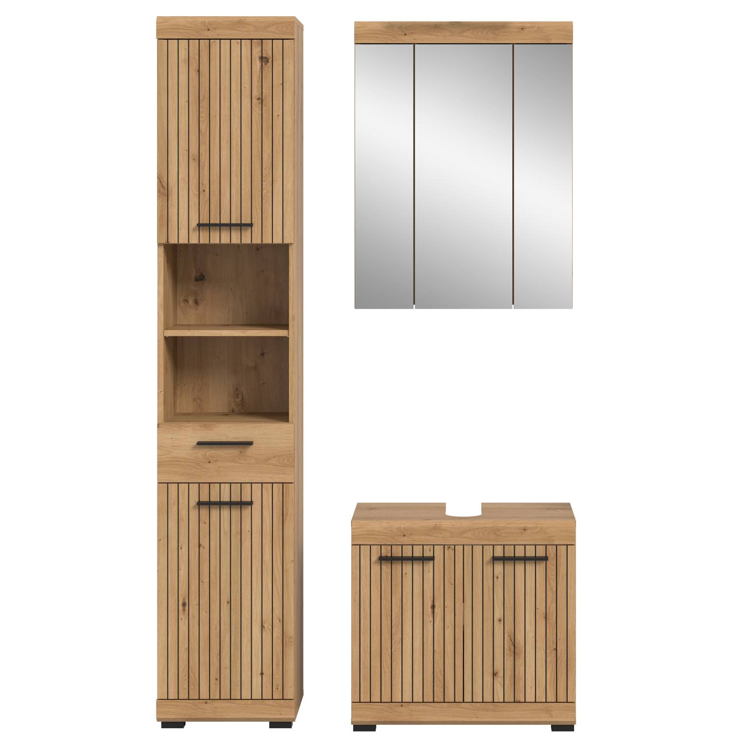 Badezimmerset in Artisan Holzdekor - Lasewood I (dreiteilig)