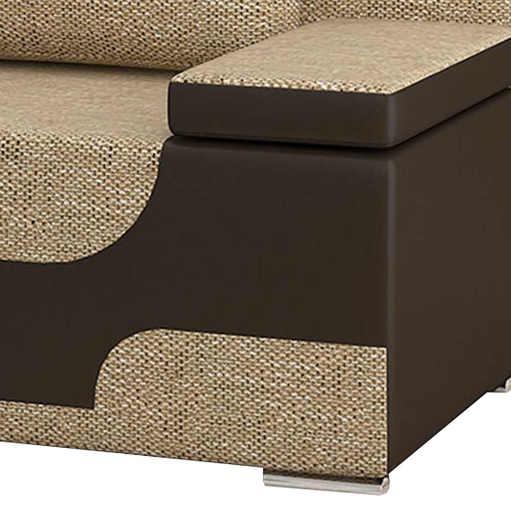 Material-Mix-Schlafsofa in Beige und Braun - Swan