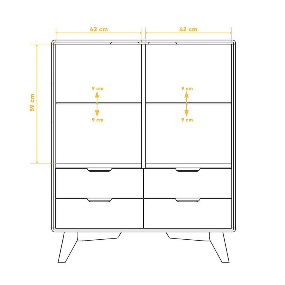90x109x40 Highboard mit Glas Türen & 4 Schubladen - Diesta
