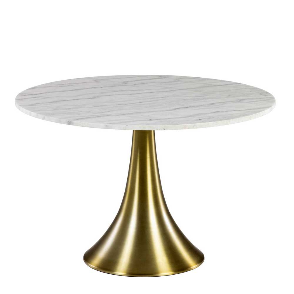 Runder Esszimmer Tisch in Marmor Optik & Gold - Sitra