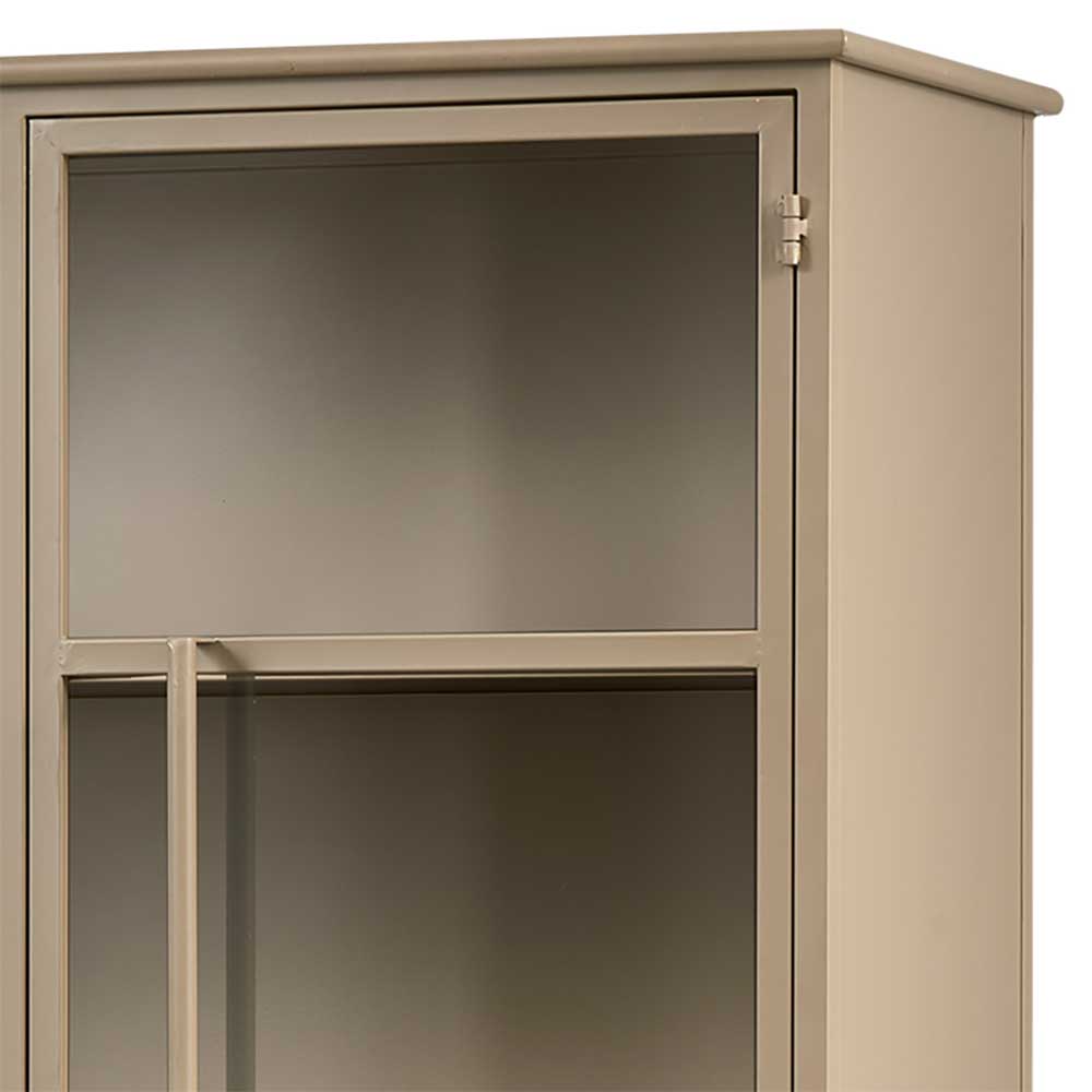Metall Vitrinenschrank in Khaki - Gabadoza