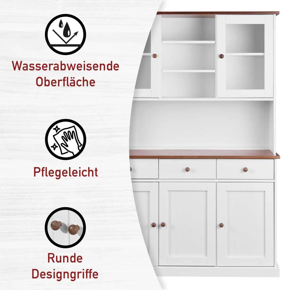 Weiß Brauner Buffetschrank aus Kiefernholz - Vatina