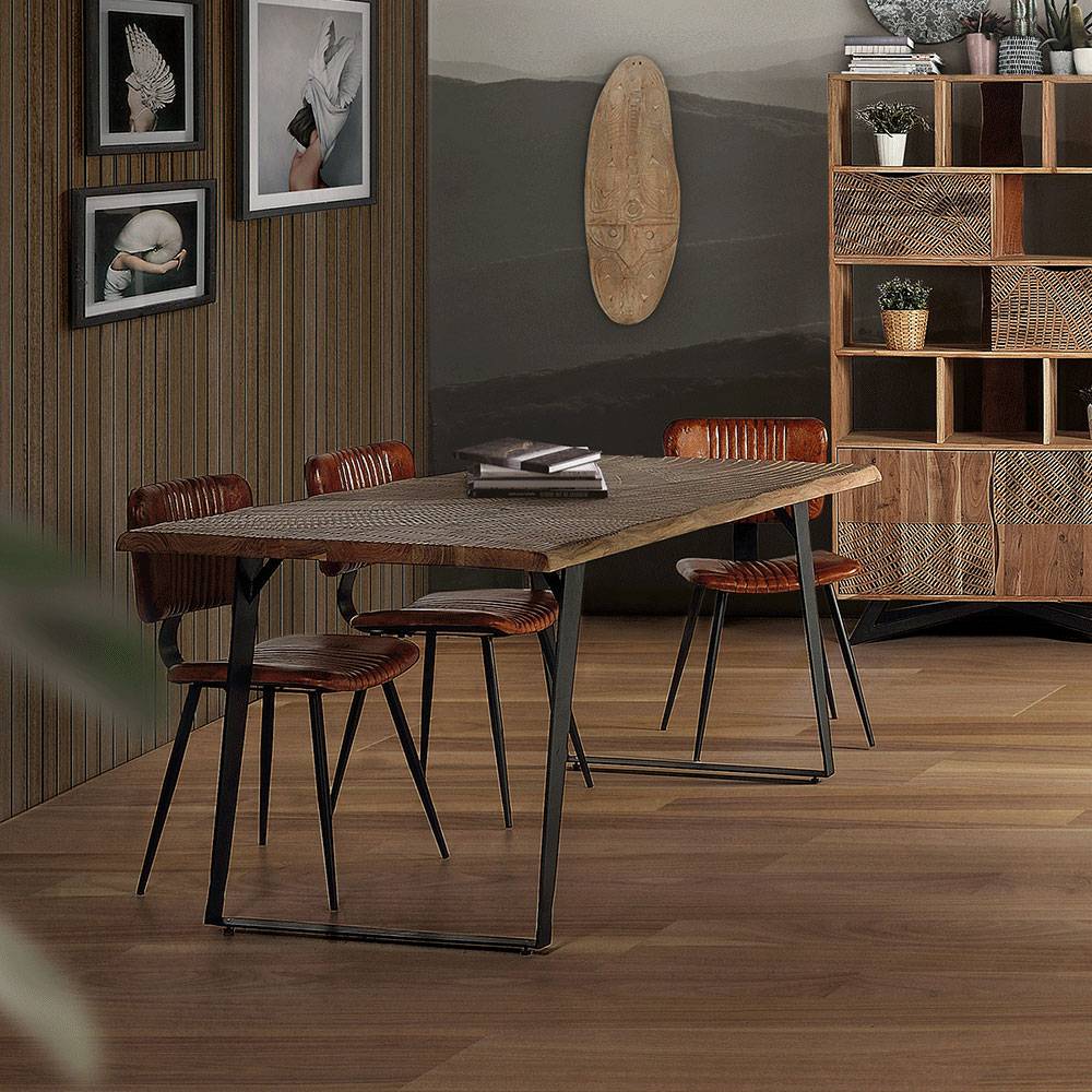Design Esszimmertisch mit Baumkante Akazie - Merlan