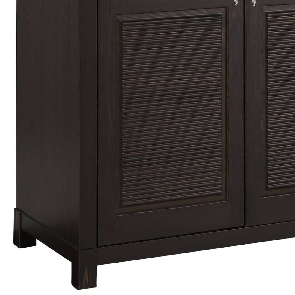 Kiefernholz Kleiderschrank in Dunkelbraun - Sikulav