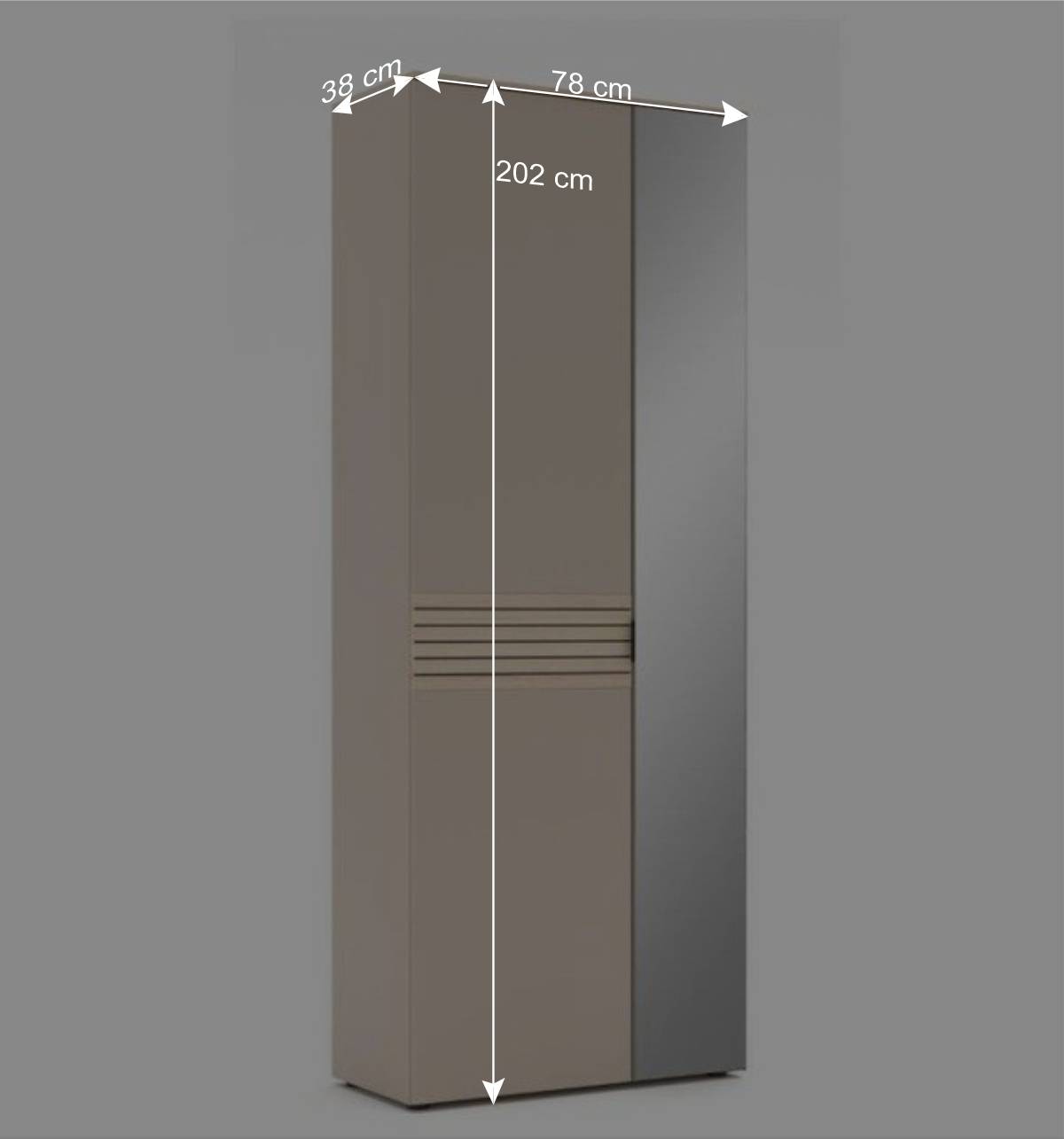 Dielenschrank in Hellgrau und Eiche Hell - Rovigo
