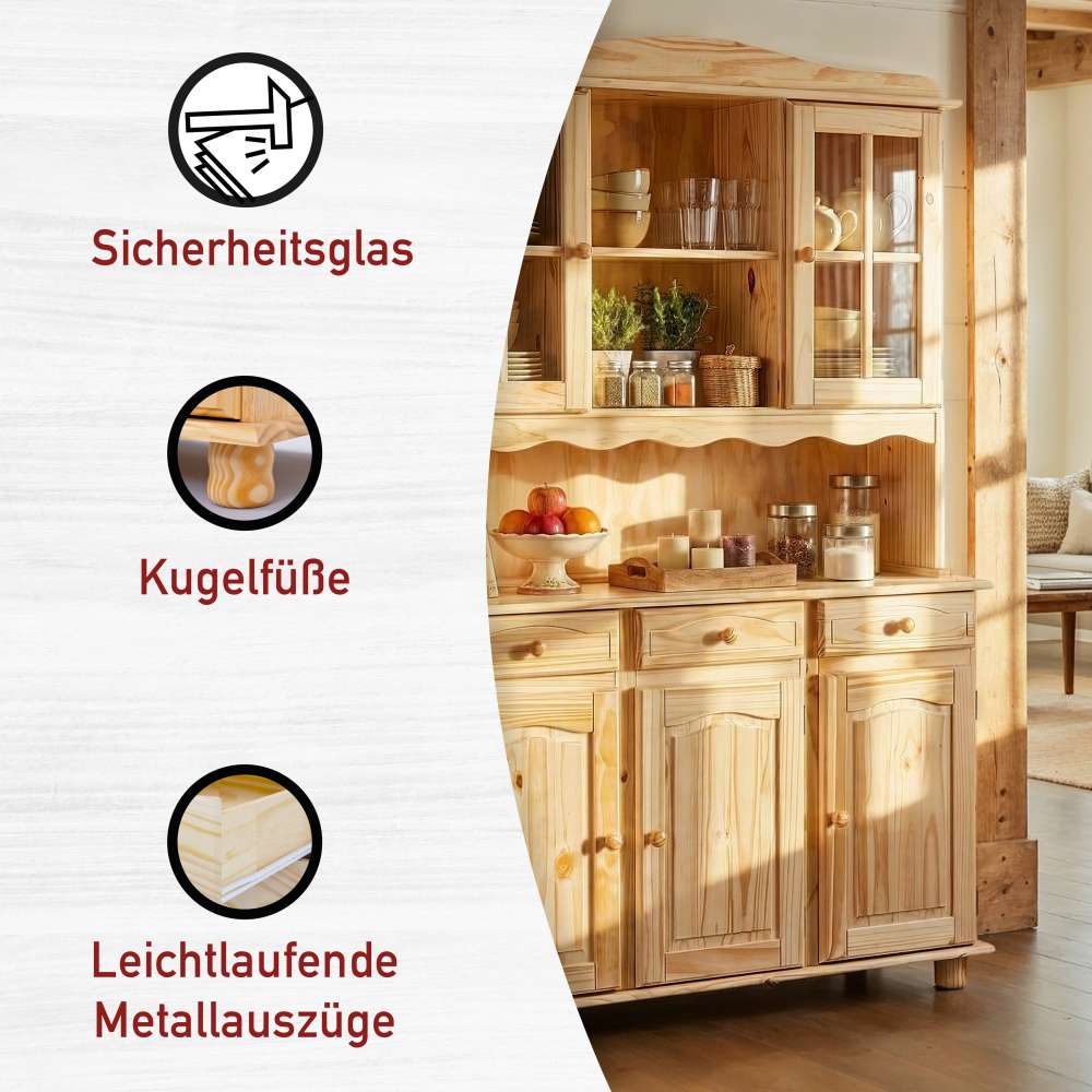 Küchenbuffet Nabrosia aus Kiefer Massivholz