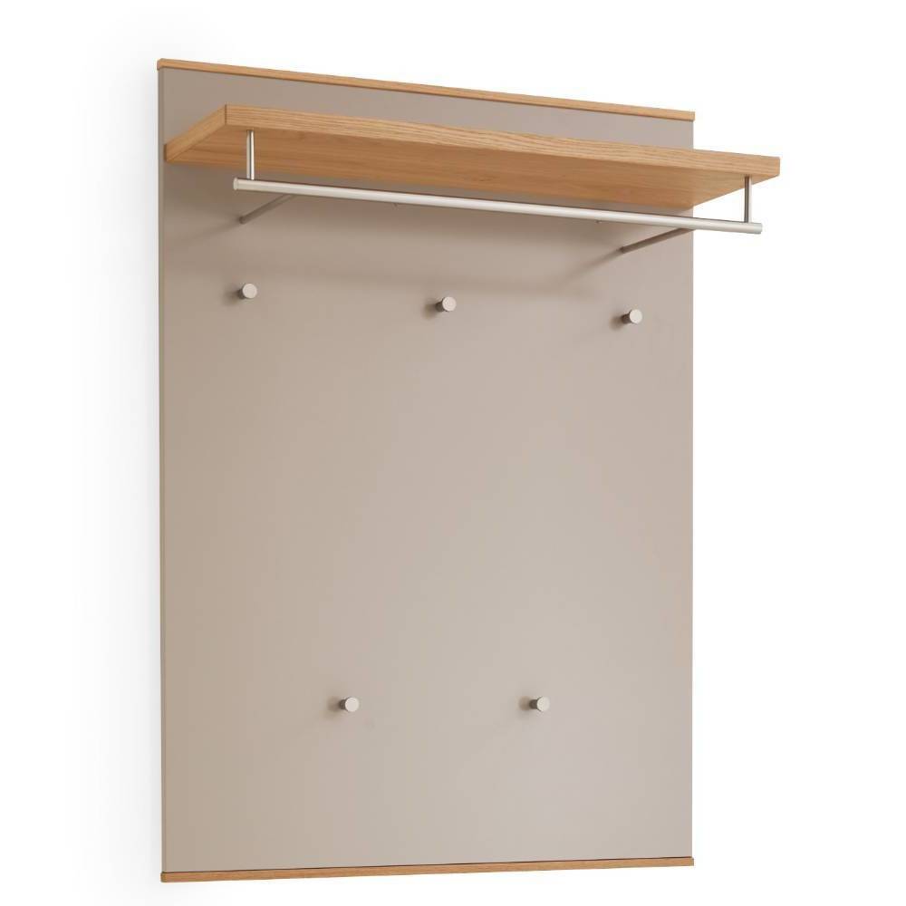 Moderne Wandgarderobe mit Ablage, Kleiderstange und fünf Haken in Taupe – Barcelos