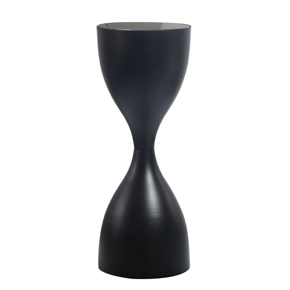 Schwarzer Design Beistelltisch in eleganter Sanduhr Form für Wohnzimmer – Yohana