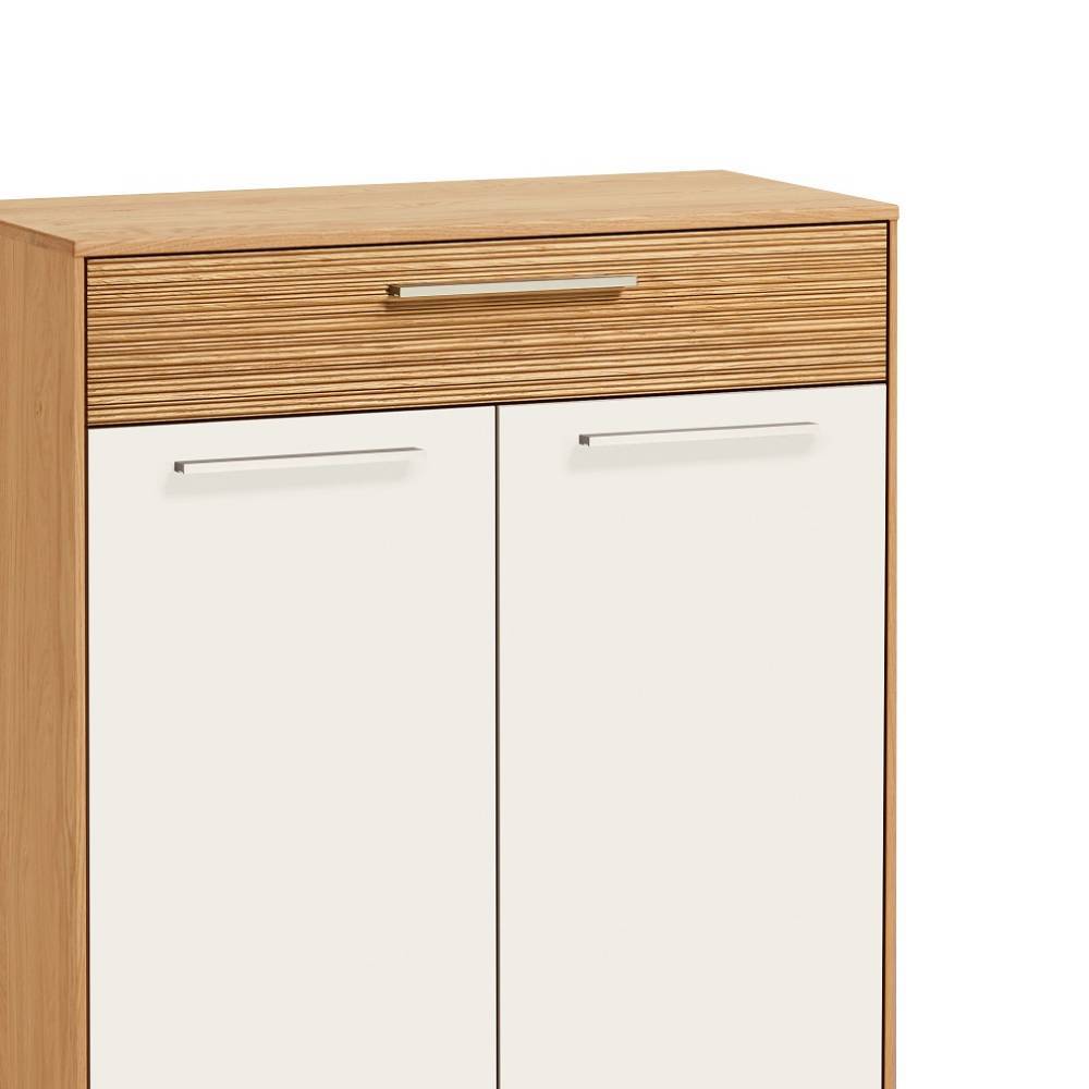 Schuhschrank mit geriffelter Schublade und Holzrahmen in Eiche Bianco – Didesco
