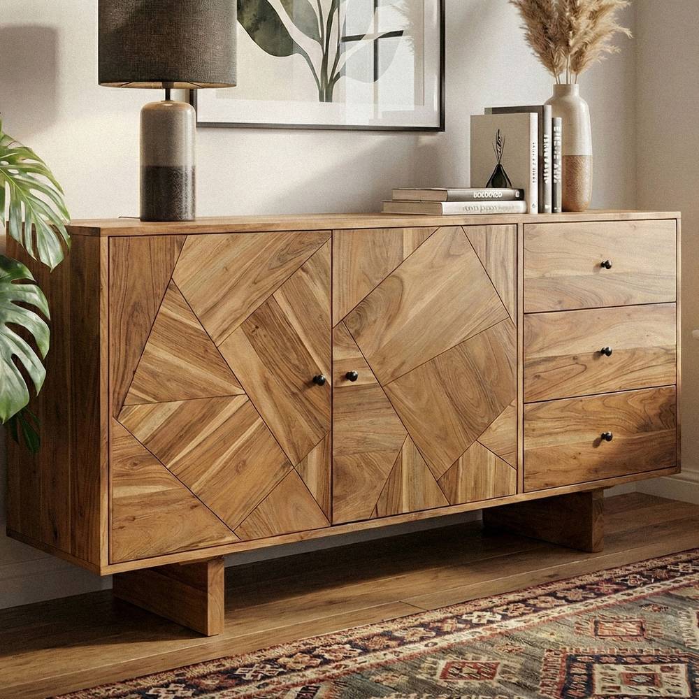 Design-Sideboard aus Akazienholz - Service