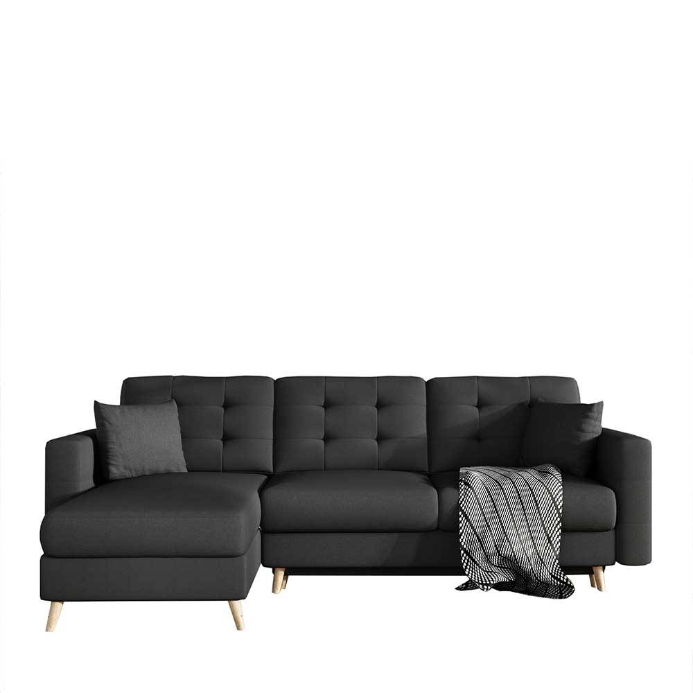 Stoff Eckcouch in Schwarzbraun - Brain