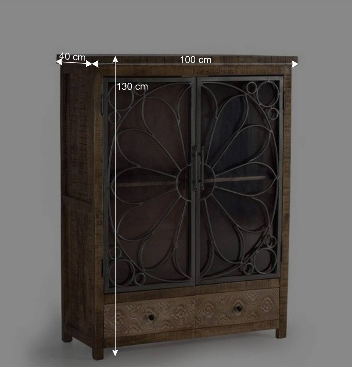 Design Highboard mit Glas Metalltüren - Everton
