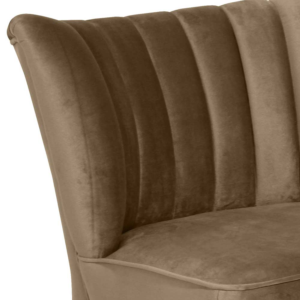 Samtvelours Sessel in Beigegrau und Schwarz - Legancio