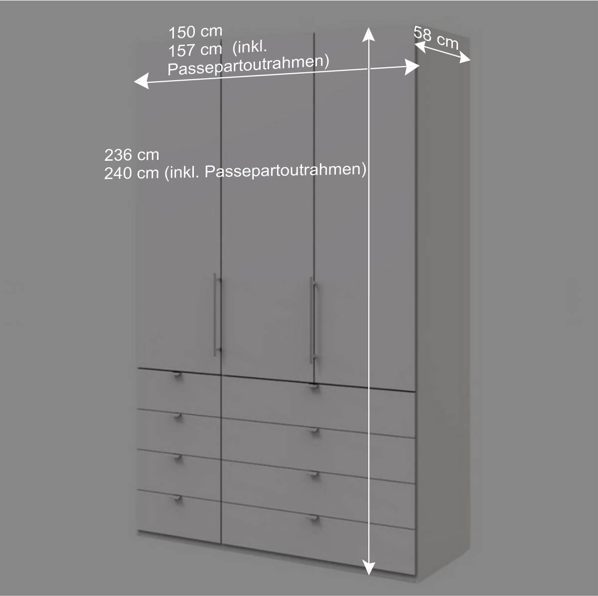 Weißer Kombi-Kleiderschrank mit Gleittür - Donpiave
