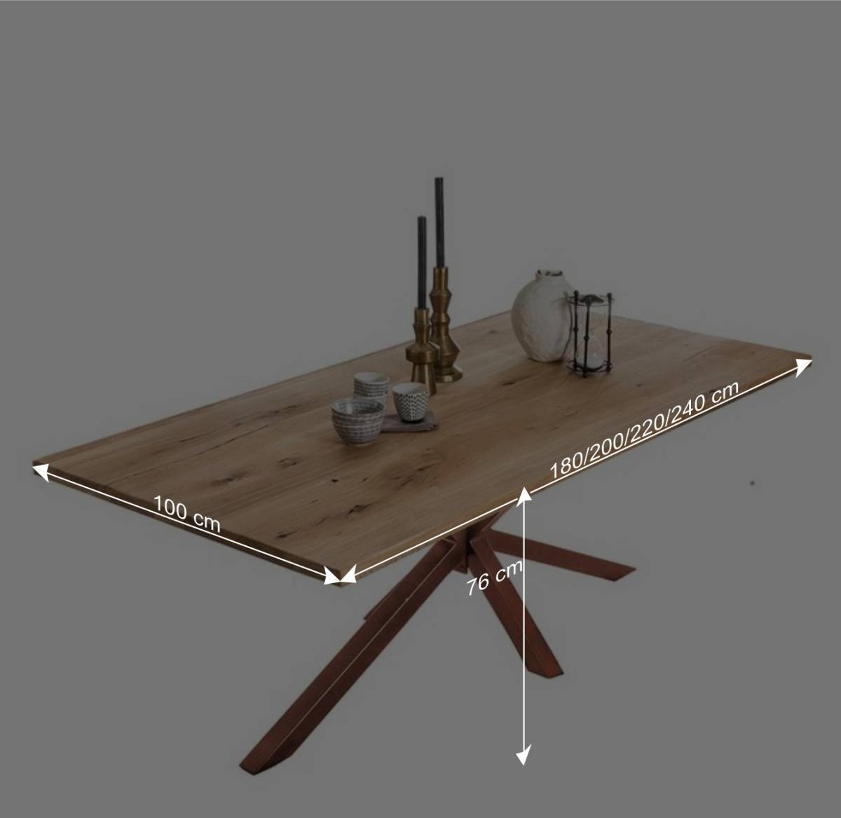Wildeiche Holztisch mit Eisen Gestell - Cetrona