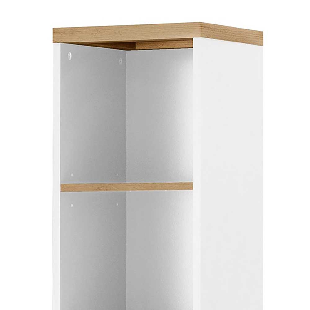 Badezimmer Hochschrank in Weiß mit Wildeiche - Alenta