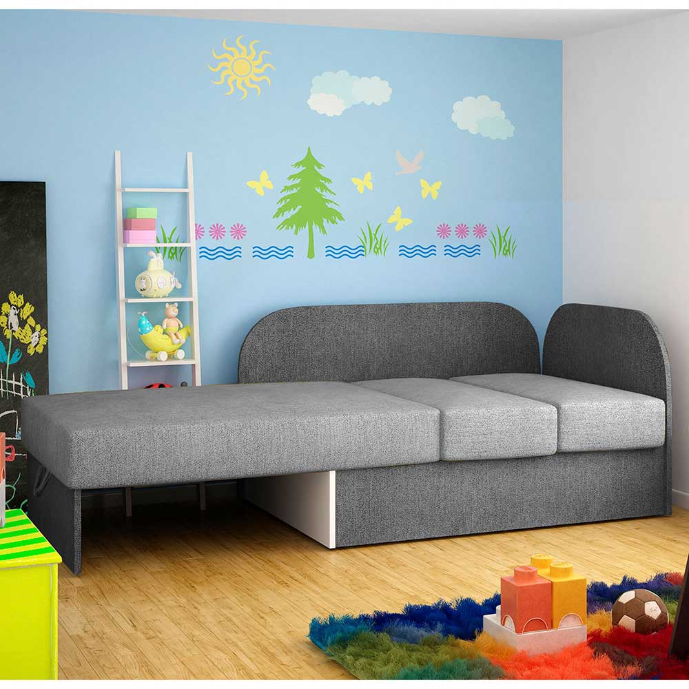 Einsitzer Bettsofa in Hellgrau und Grau - Montea