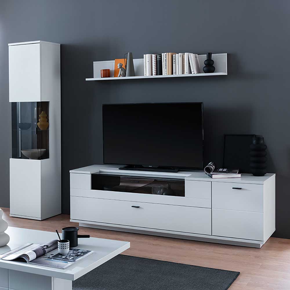 TV Lowboard & Vitrine & Wandboard Set - Apulco (dreiteilig)