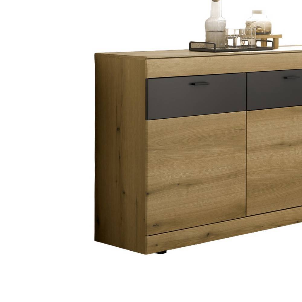 Vitrine und Sideboard Set in Eiche Optik - Addara (zweiteilig)