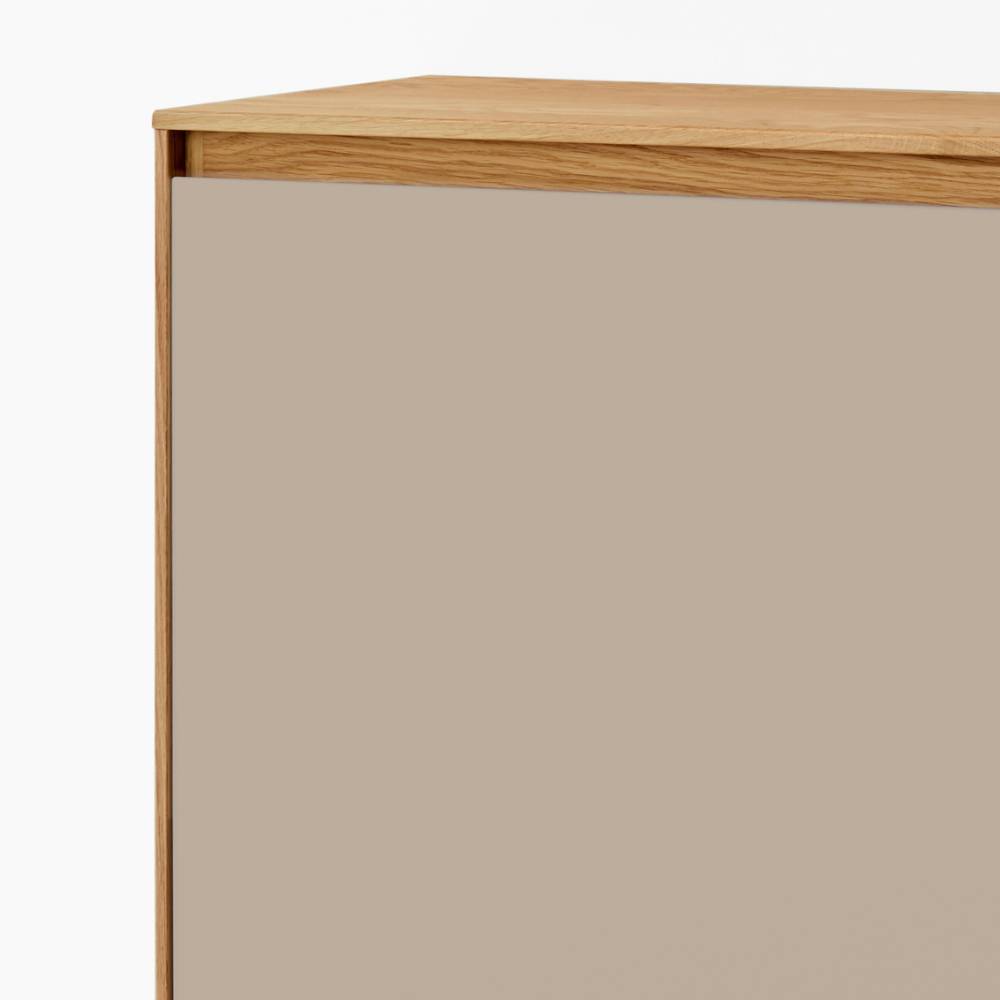 Dielen-Highboard modern mit Holzabdeckung und beigefarbener Türfront – Nova