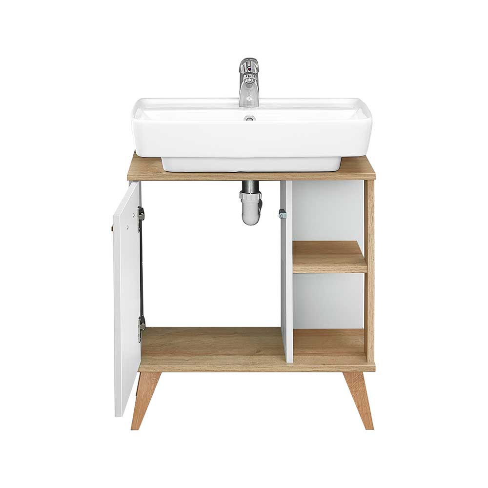 Kompakte Badmöbel im Skandi Design - Timur (dreiteilig)