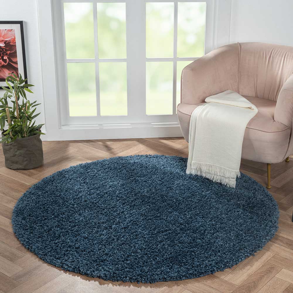 Dunkelblauer Teppich mit 150 cm Durchmesser - Asnes