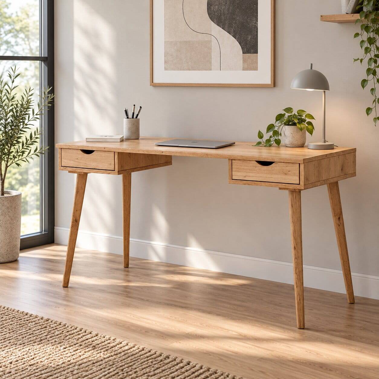 Design Schreibtisch aus Wildeiche Massivholz - Fabijola