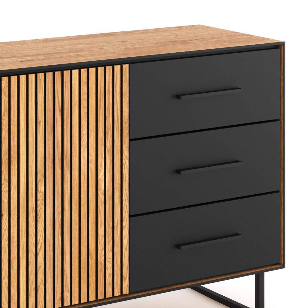 Sideboard in Eichefarben und Schwarz - Mantua