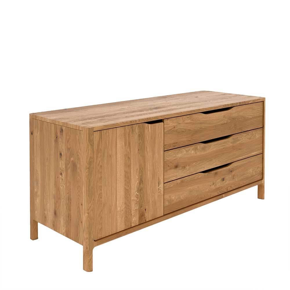 Wildeiche Sideboard mit drei Schubladen und Tür - Laida
