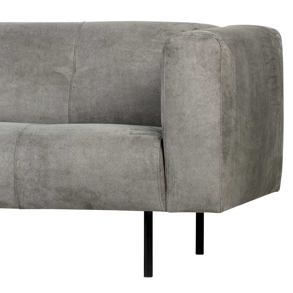 250 cm breites 4-Sitzer Sofa in Grau aus Microfaser mit Metallbeinen