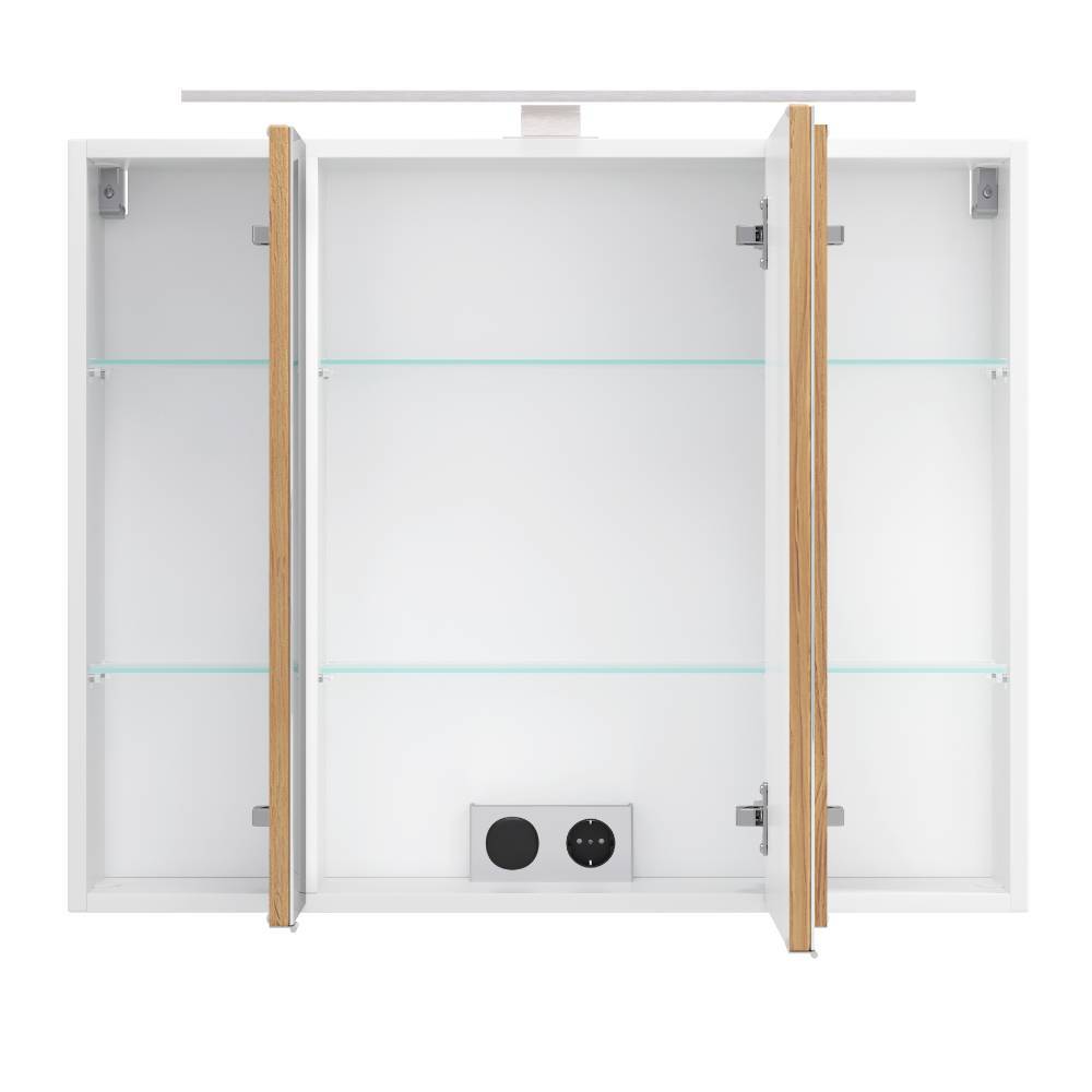 80cm Bad-Spiegelschrank in Mattweiß - Yvonja