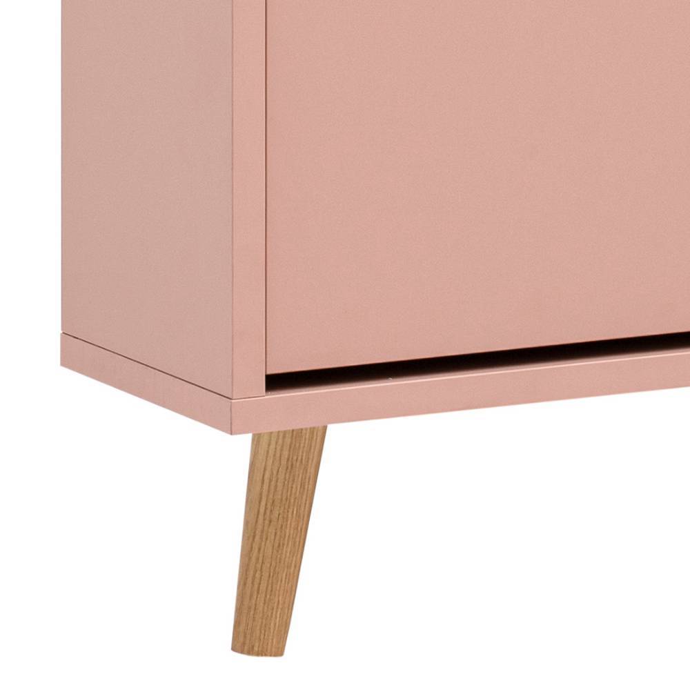 Detaillierter Eichenholzfuß des modernen Schuhschranks in Apricot – Franatico