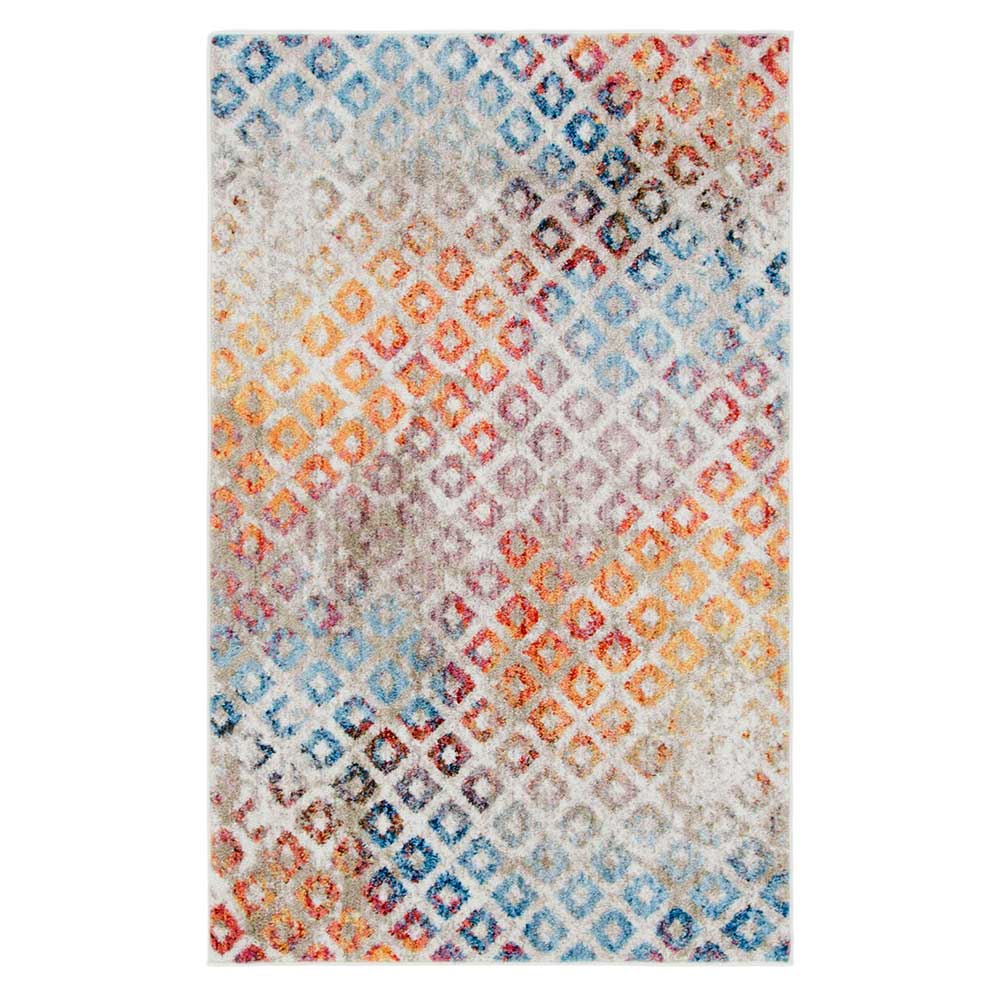 Teppich in Beige mit geometrischem Muster in Bunt - Toskana