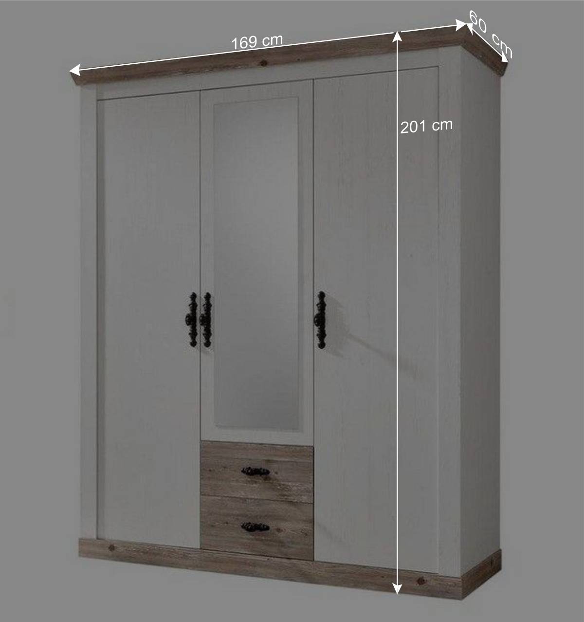 Country Schlafzimmer Schrank 169cm breit - Nedita