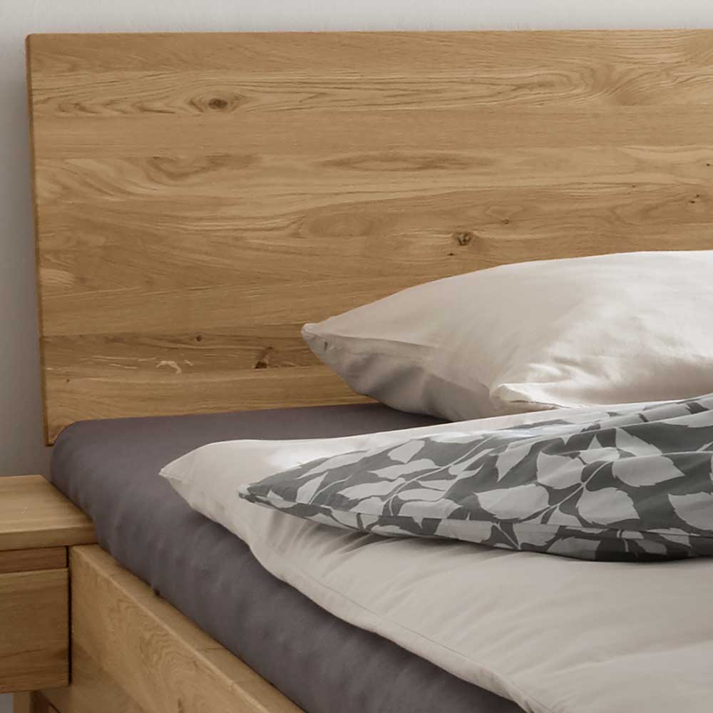 Wildeiche Bett mit vier Schubladen modern - Zennian
