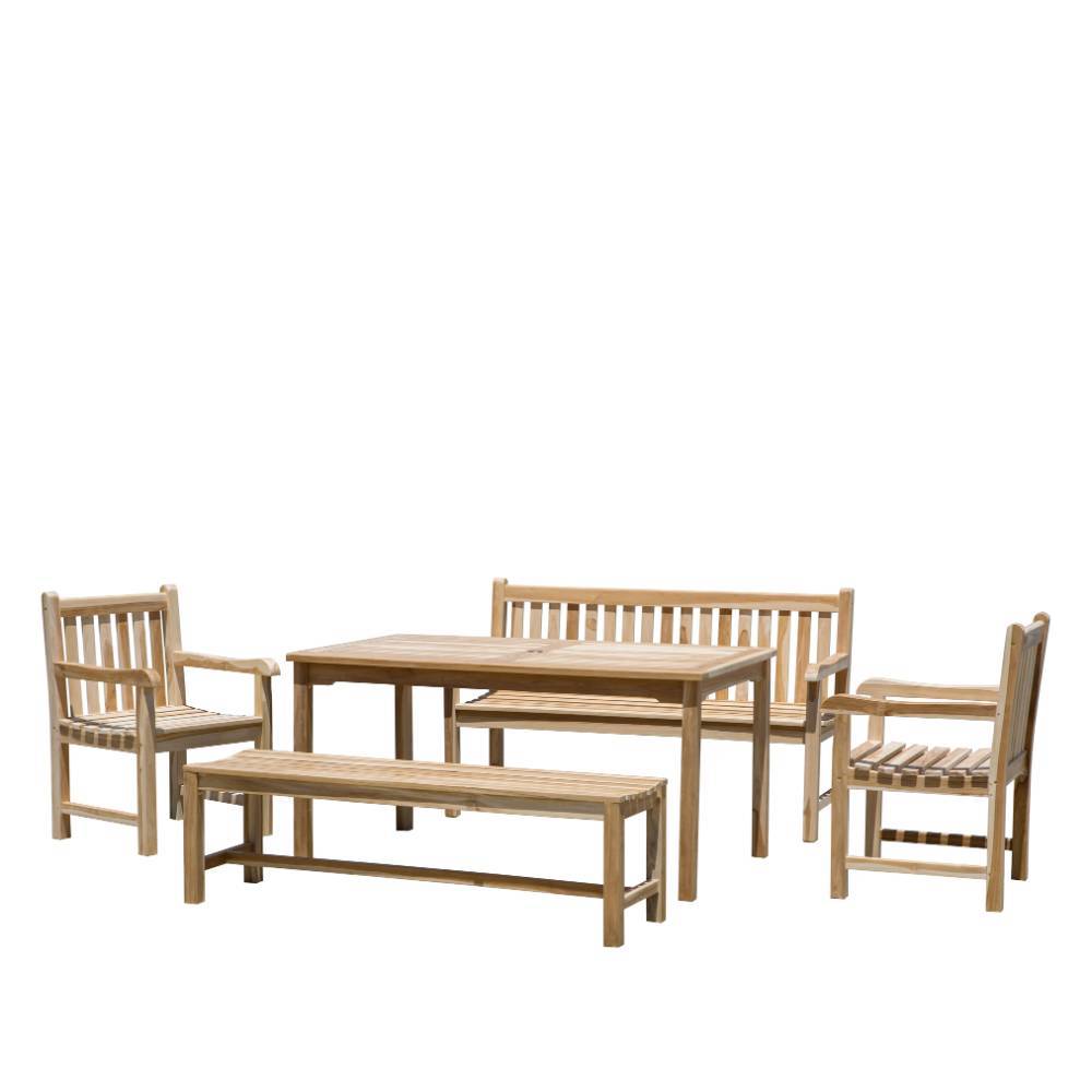 Teakholz Gartentisch-Gruppe massiv - Crajeva (fünfteilig)